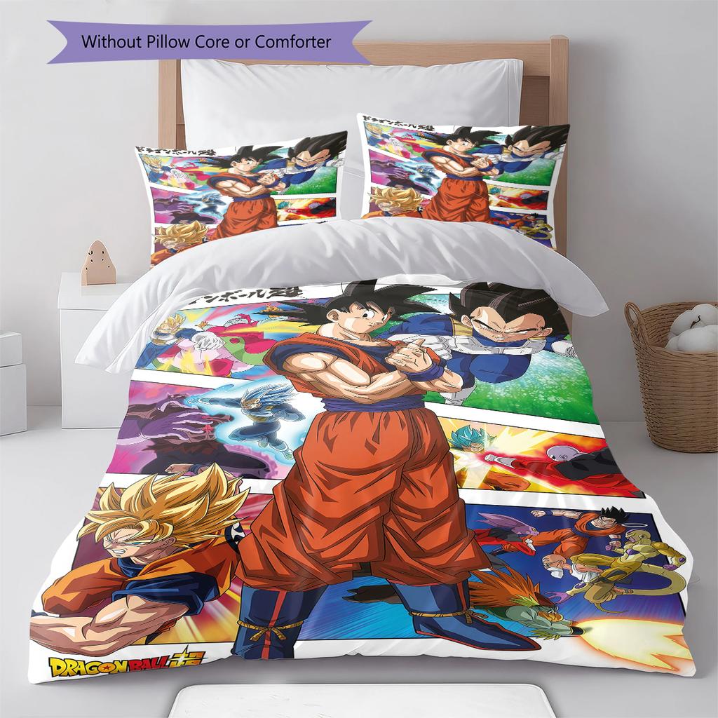 Постельное белье с рисунком DRAGON BALL, Комплект с одеялом, Пододеяльник, Наволочка, Домашний подарок на день рождения (1 пододеяльник + 2 наволочки, без наполнителя)