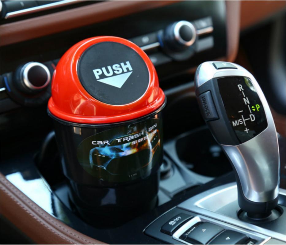 Автомобильное мусорное ведро, мини-контейнер для хранения для автомобилей, печатные товары для интерьера, круглое автомобильное креативное мусорное ведро