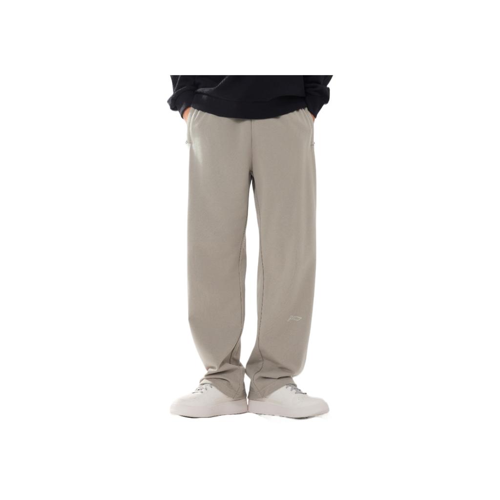 Li Ning Серия Спортивный Стиль Жизни Уличные Со Средней Посадкой Свободные Прямые Штанины С Принтом Логотипа Вязаные Спортивные Штаны Мужские брюки AKLVJ25-3