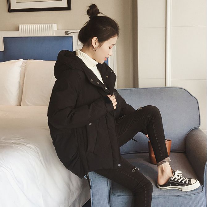 Свободное пальто с капюшоном для женщин, зимняя короткая утолщенная хлопковая куртка, свободная одежда