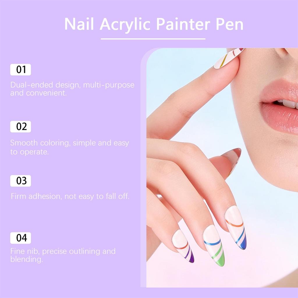 Nymixa Multi-Color Double-Ended Nail Art Pen Set - DIY Tools for Easy, Vibrant Outlining and Painting.
