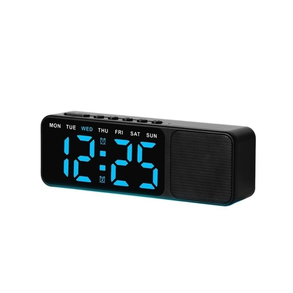 Dual Alarms Bluetooth Speaker with Clock Ambient Lighting Electronic Table Clock Tabletop