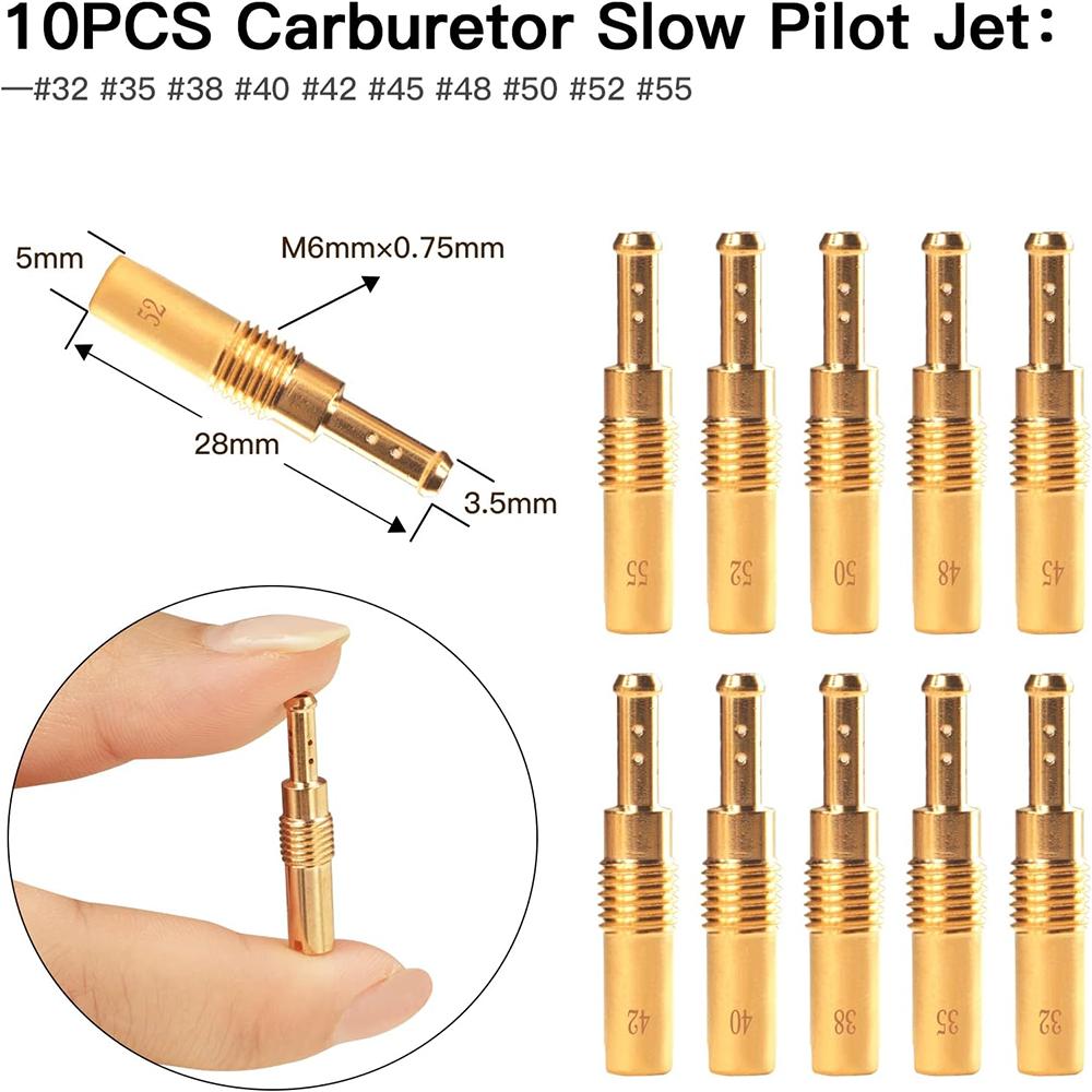 40PCS Carburetor Main Jet Slow Pilot Jet Kit Include 30pcs Main Jets and 10pcs Slow Pilot Jet for PWK Keihin OKO CVK Crab