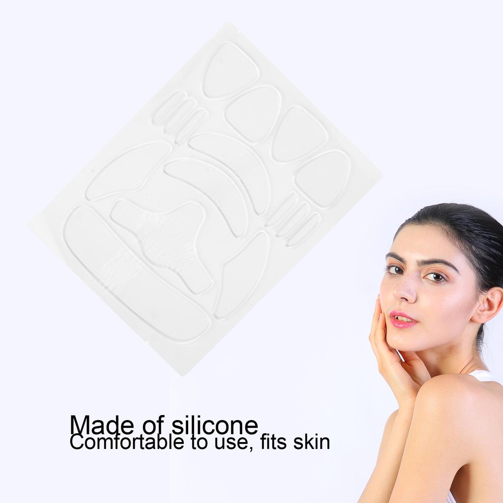 16Pcs Silicone Anti Wrinkle Pads Reusable Face Forehead Chin Smoothing Patches Set