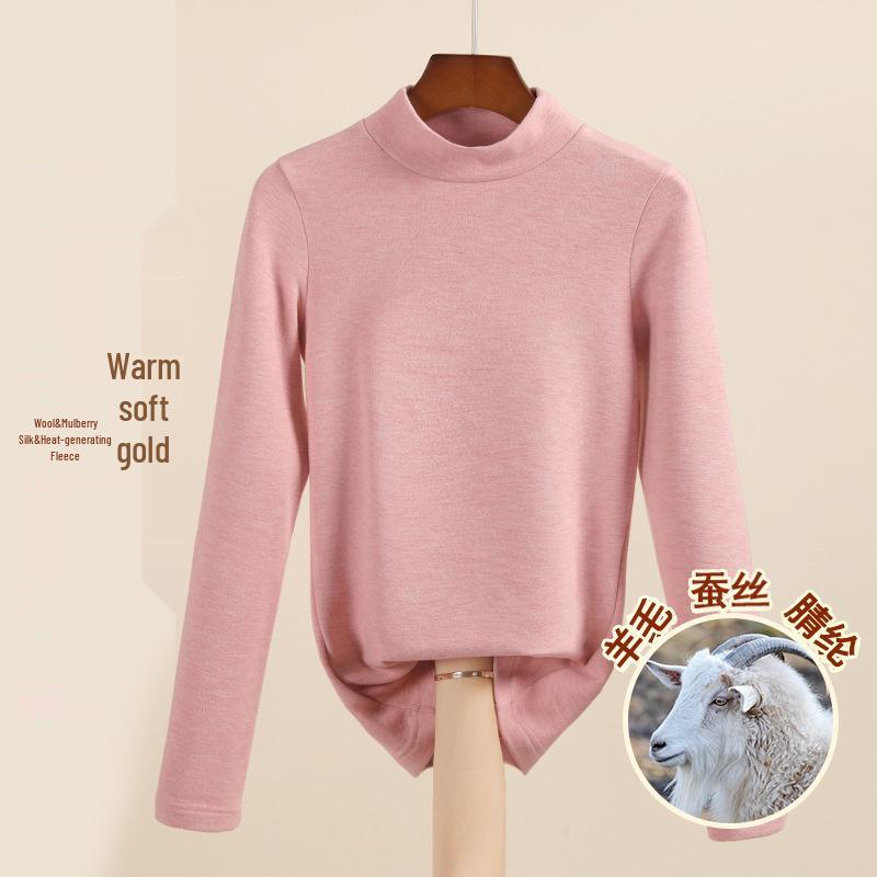 Женский теплый базовый слой из шелка тутового дерева и шерсти с флисовой подкладкой, со средней высотой горловины, коллекция осень/зима 2025