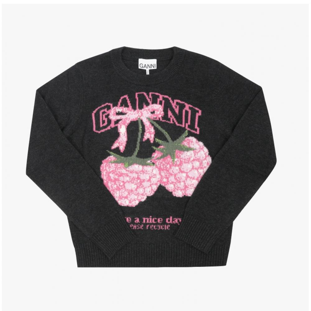 Ganni Women S raSpberry Logo Knit A1070276 252