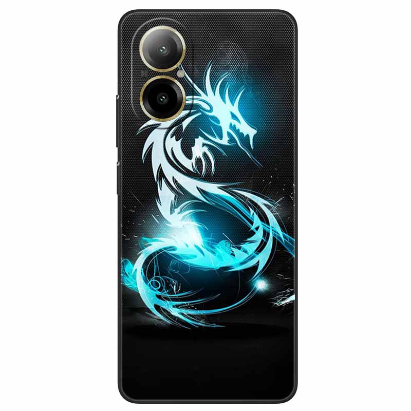 Для Realme C67 4G Чехол Животные Расписной Черный ТПУ Силикон Мягкие Бамперы для RealmeC67 4G C 67 RMX3890 Чехлы для Телефона Волк Крутые Сумки