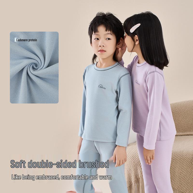 Детский дышащий антибактериальный кашемировый комплект нижнего белья на осень