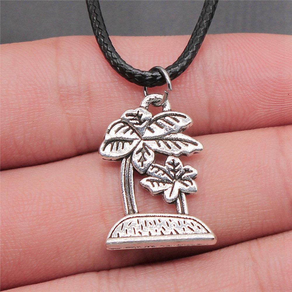 Креативное кожаное ожерелье-цепочка с металлическим кулоном в виде листа и цветка для женщин - Идеально для Дня святого Валентина