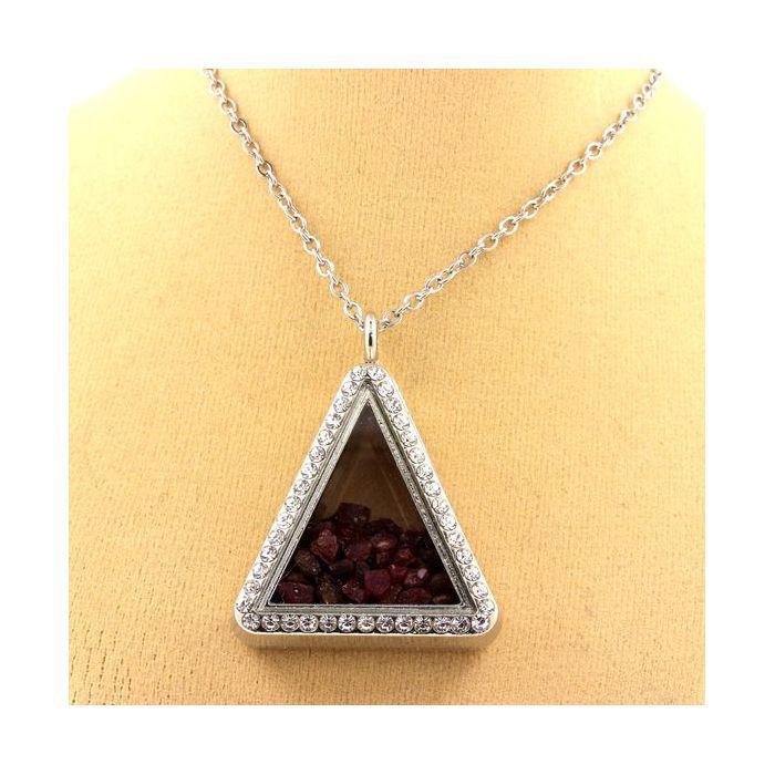 Pierres et Minéraux. Collier Rubis brut. Modèle triangle.