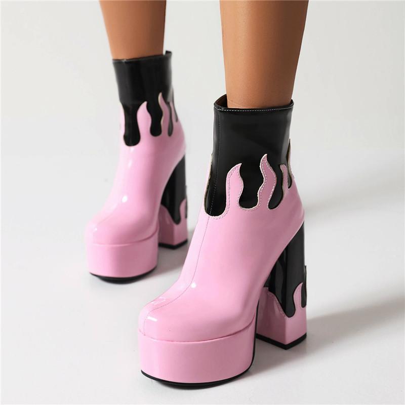Женские короткие сапоги на высоком каблуке, осень и зима, новые сексуальные водонепроницаемые сапоги на толстом каблуке, подходящие по цвету, короткие сапоги большого размера