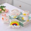 Cute Cartoon Animal Flower Pot Hand-painted Weather Themed Succulent Small Potted Ceramic Combination Gardening  Rainy Style