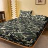 1Pcs Camouflage Green Pattern Sanding Fitted Sheet, Bedroom Camouflage Printed Bedspread, Bedding (Not Include Pillowcase)