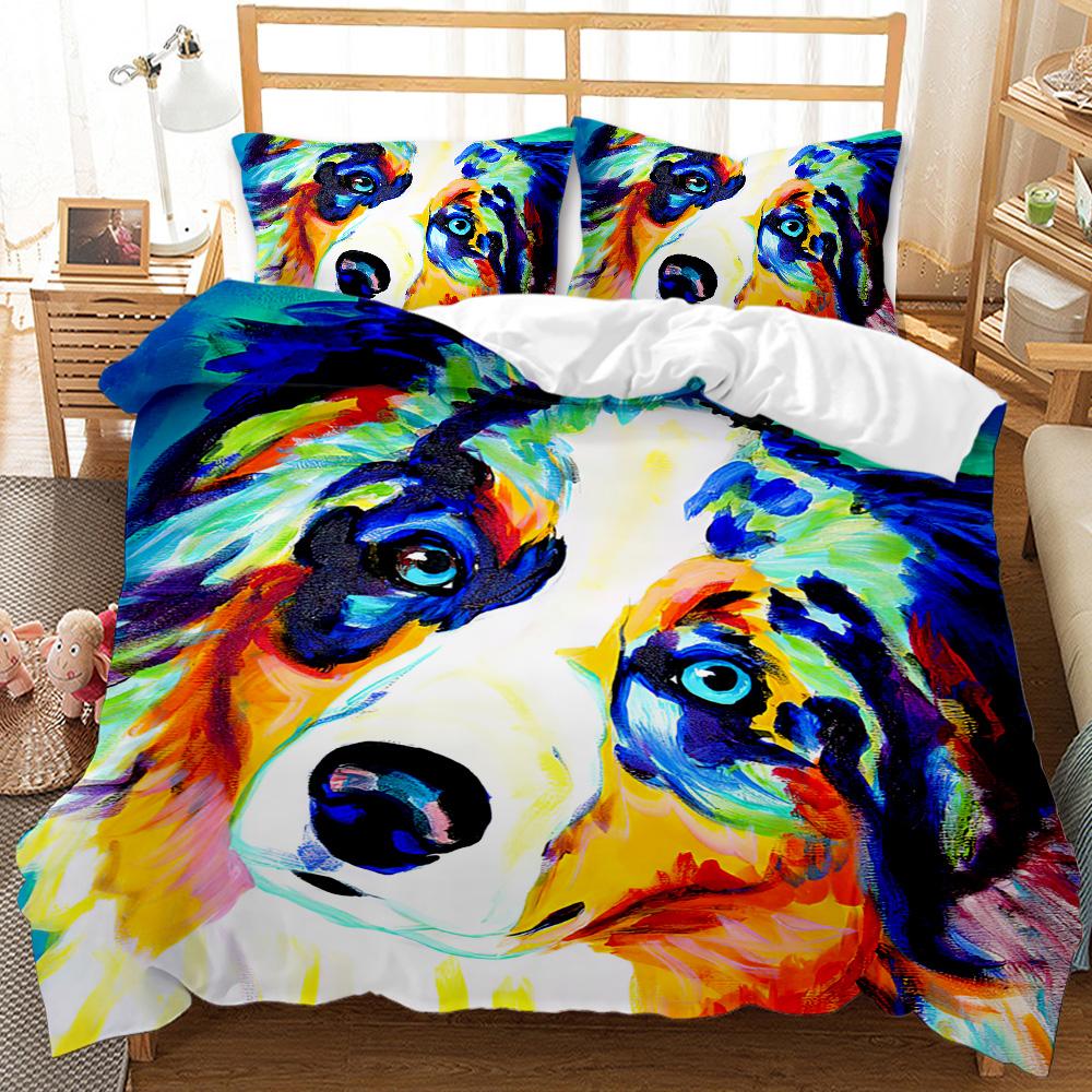 Animal Duvet Cover Set Exotic Style Boys 3D Animal Printed Bedding Set Black Wolf Double Queen King Size Polyester Qulit Cover