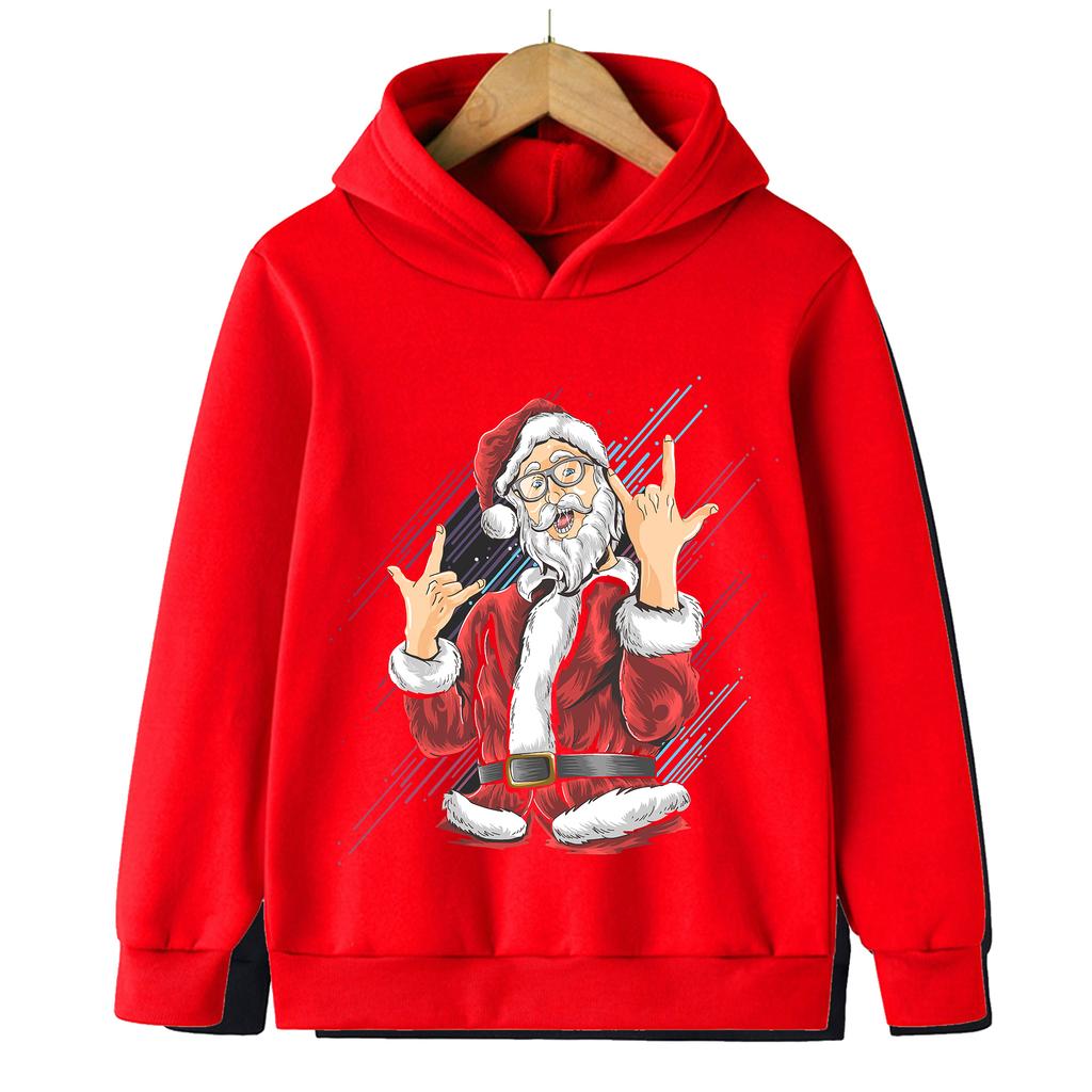 Рождественский свитшот 2026 Прочный Смешной Санта Клаус Детский свитшот Худи для мальчиков и девочек Спортивный топ Счастливого Рождества