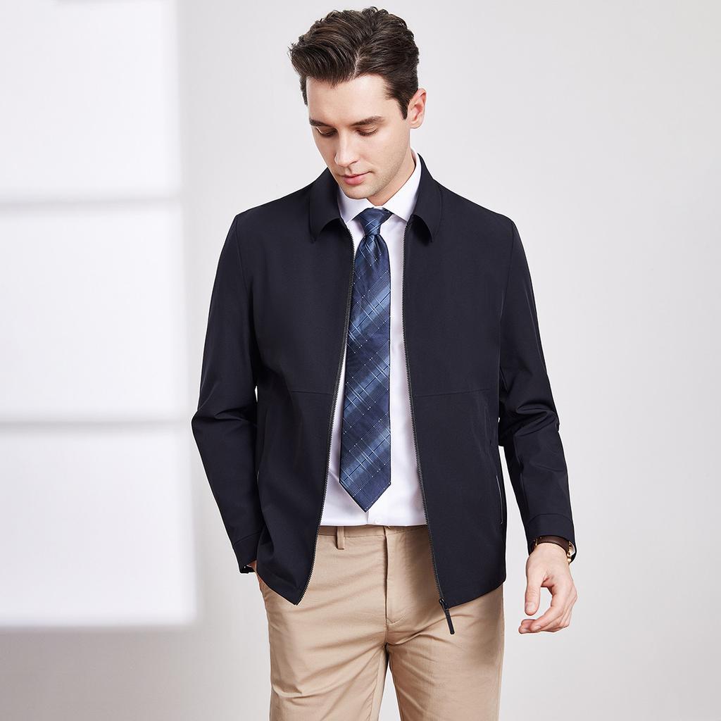 [Classic Business] Simple Collar Zipper Men's Jacket Spring and Autumn Executive Style Commuter Windproof Coat