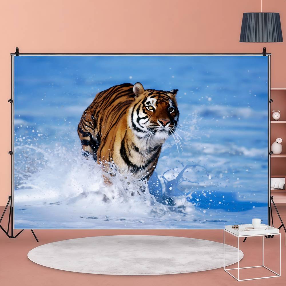 3D Тигр из Снов Животное Фон Для Фотосъемки Кролик Пасхальные Яйца Винтажная Деревянная Доска Декор Детской Вечеринки По В честь Дня Рождения Фотофоны