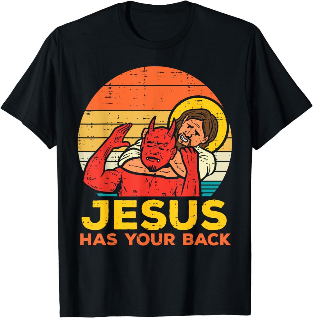 Jesus Has Your Back Jiu Jitsu Retro Christian Unisex Wounisex Kids Tshirt Cotton Short Sleeve Lightweight Unisex Clothing