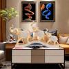 1Pc Resin Feng Shui Golden Three Elephant Decorative Ornaments, Elephant Collection Statues, Suitable for Home, Desktop Decoration Ornaments