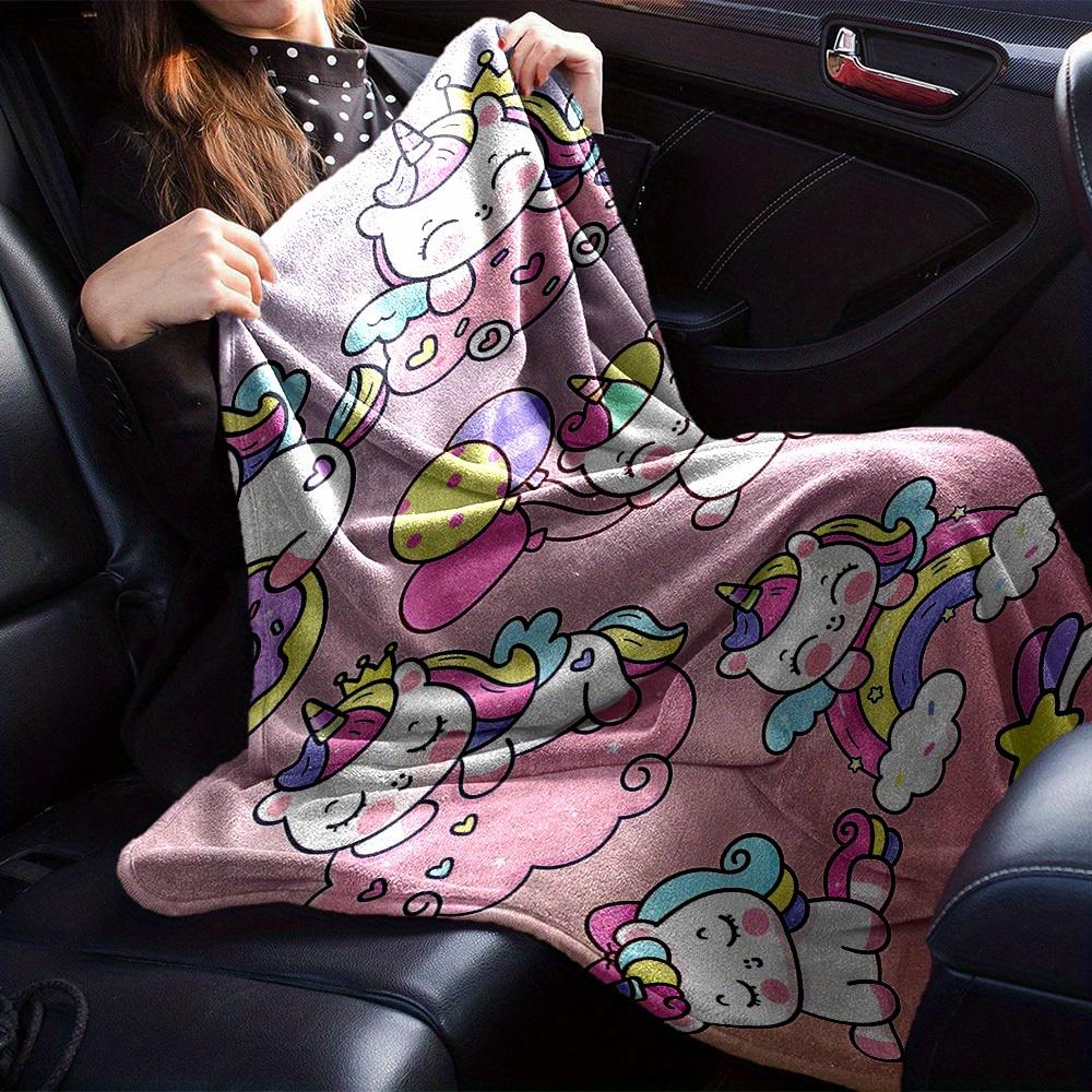 1pc Flannel Blanket, Unicorn,Rainbow,Balloon Pattern Printed Blanket, Sofa Bed Sofa Car Office Camping Travel Warm And Comfortable Soft Blan