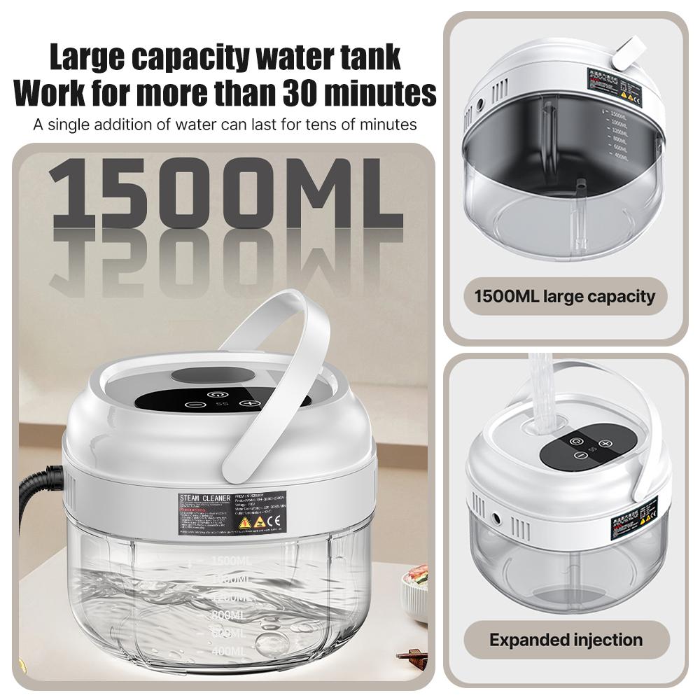 Pressurized Handheld Multi-surface Steam Cleaner with 3 Brushes and Extended Rod for Home Portable