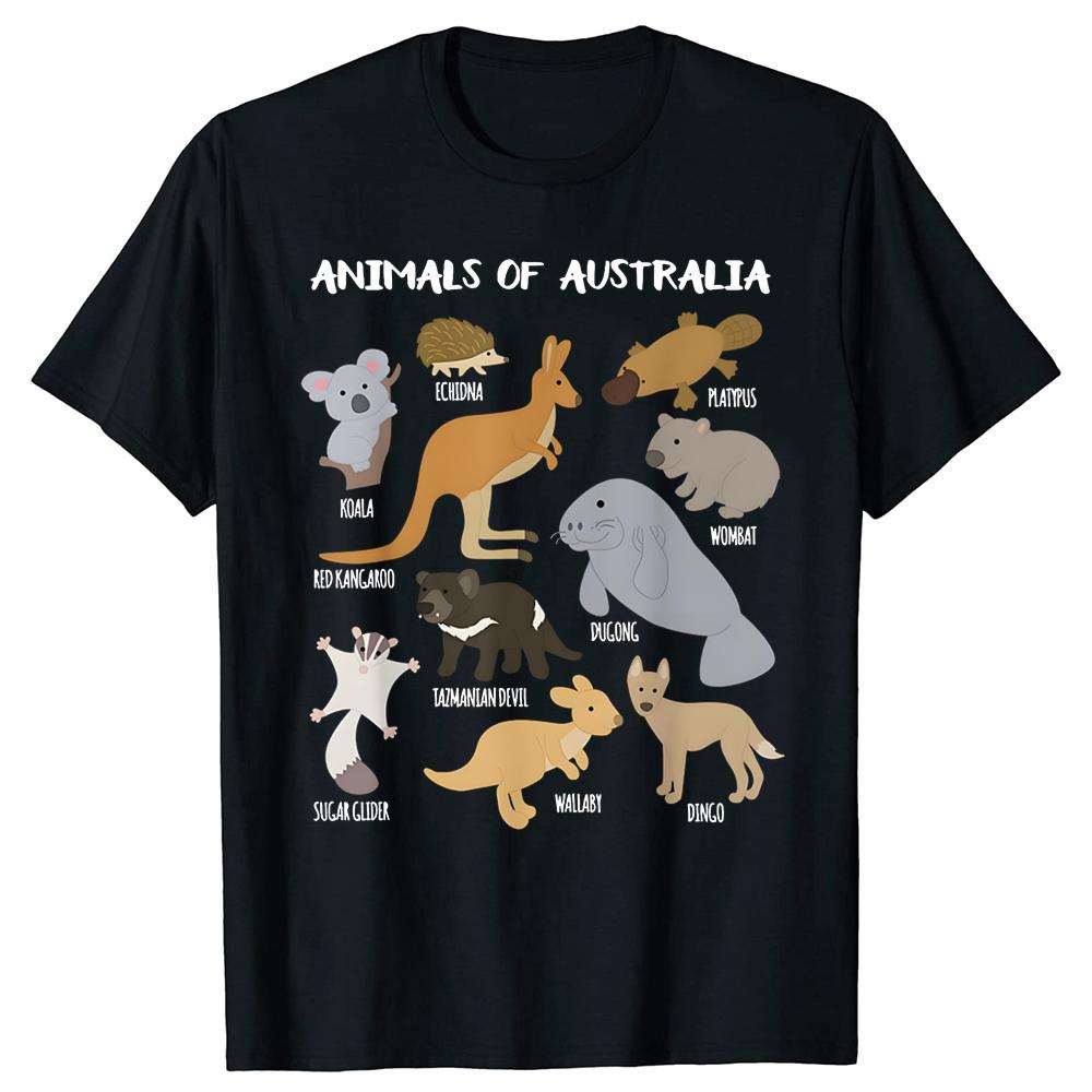 Animals Of Australia Australian Animal Educational Men Women Fashion T Shirts Cotton Short Sleeve Oversized T-shirt Tops