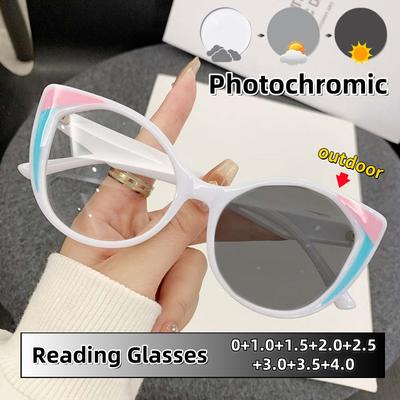 Универсальные и высококачественные фотохромные очки для чтения «кошачий глаз» Унисекс Защита глаз Личность Дальнозоркость Очки от 0 до +4.0
