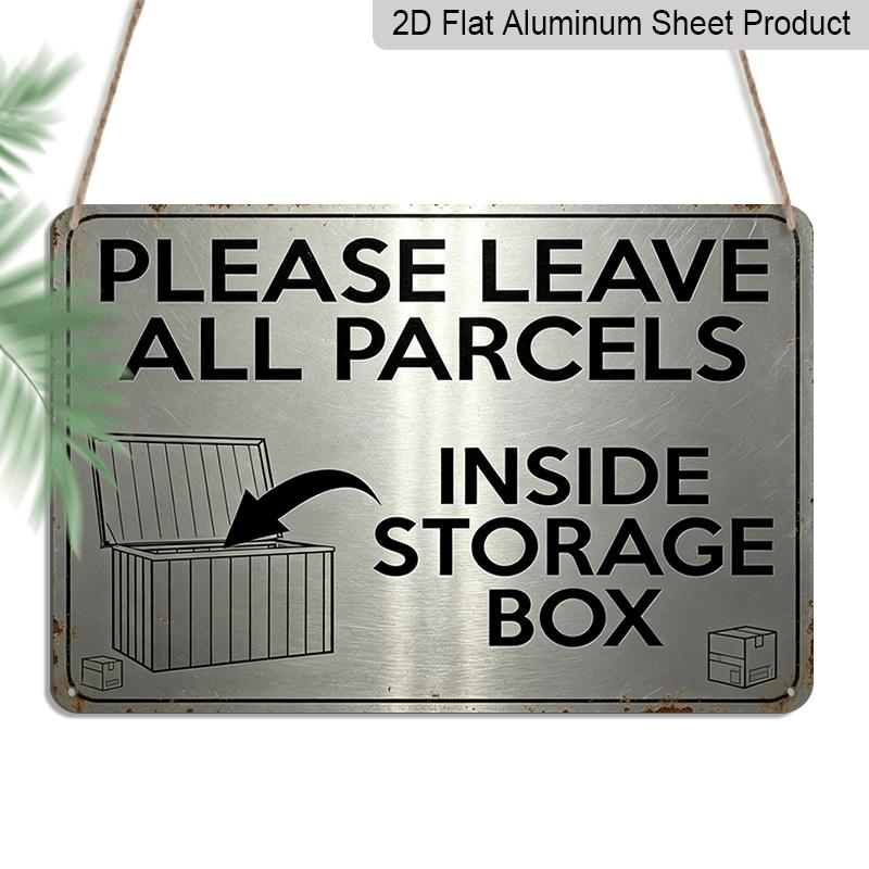 2D Flat, 1pc Vintage Metal Wrapped Tag Sign - 8x12 Inches 20x30cm Aluminum Wall-Mounted Delivery Indicator Sign with "Please Leave Packages Indoors