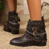 Ботинки женские зимние ковбойские ботильоны для женщин больших размеров готические панк-обувь кожаные короткие челси ботиночки новые пряжки винтажные ботиночки