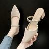 Summer New Fashion Pointed Toe Fashion Two-wear Comfortable Sandals Thick Heel Sexy Elegant Fashion Slippers NO: 3953-1
