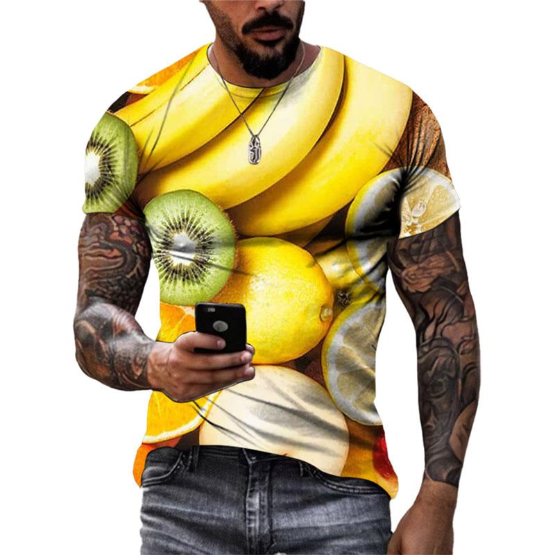 Летние забавные футболки с рисунком овощей и фруктов, мужские модные оригинальные футболки с короткими рукавами с 3D принтом, топы