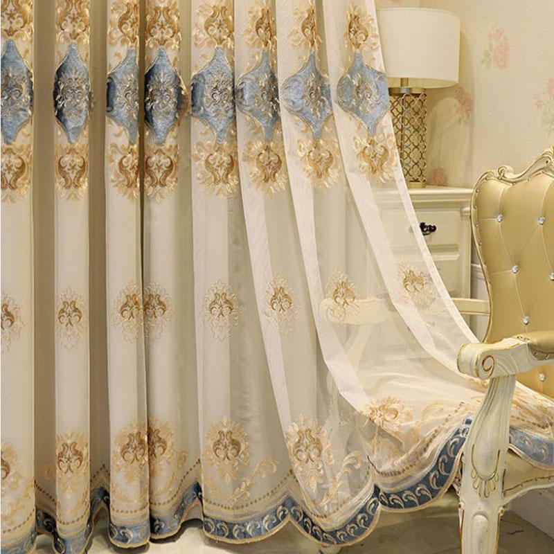 Шторы двухслойные вышитые шторы для спальни, дома, затемняющие шторы для гостиной с карнизом из пряжи