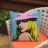 Pop Art Fashion Girl Plaids Lip Print Throw Pillow Home Decor Retro Outdoor Decorative Square Chair Cushion For Car Seat 45X45Cm