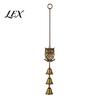 Retro Bronze Hanging Ornaments Vintage Metal Owl Wind Chime with 3 Bells, Hollow Ornament, Indoor Outdoor Sound Decor Pendant for Garden Patio Balcony