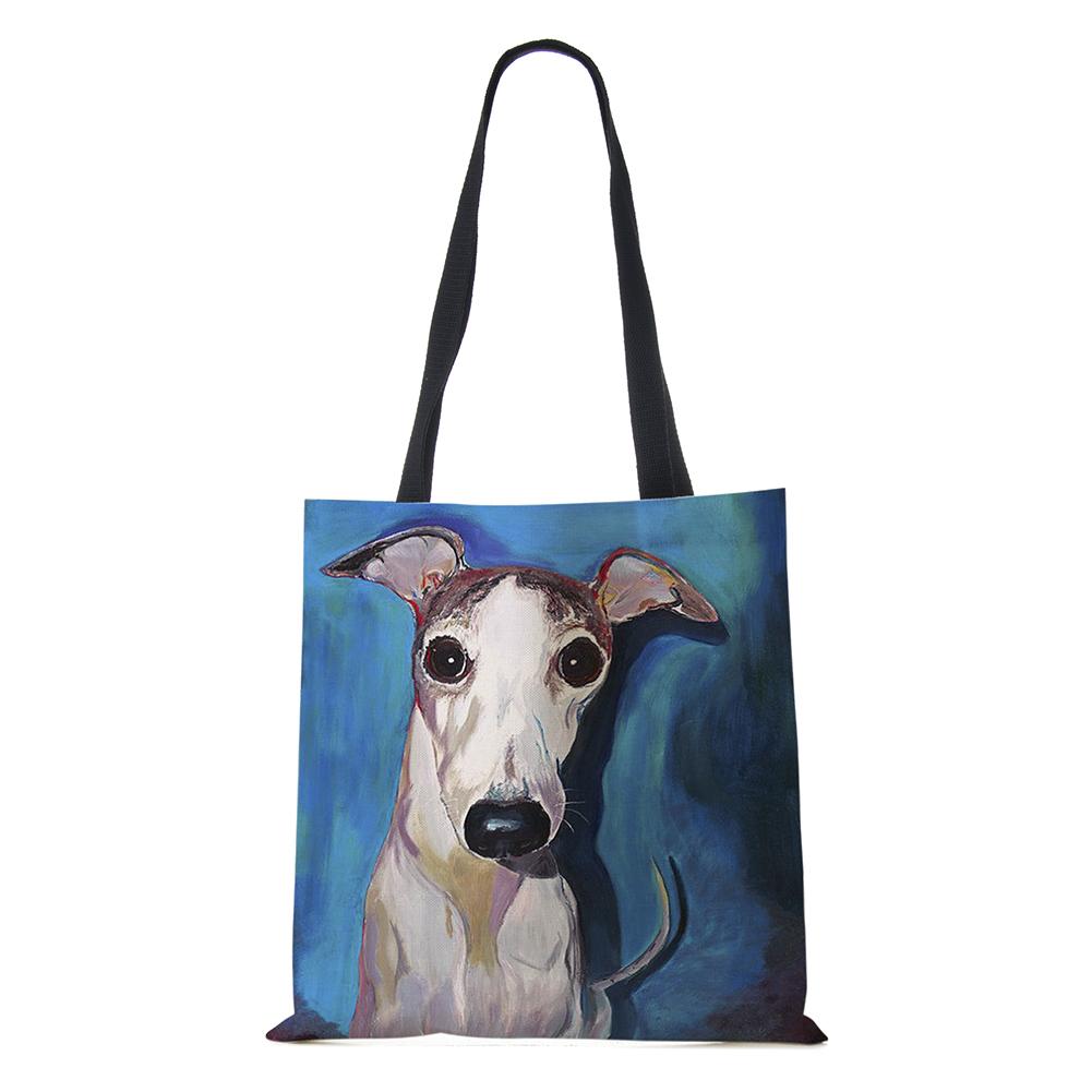 Женская сумка Холщовые сумки с принтом собаки Повседневные дорожные пляжные подарочные сумки KTY