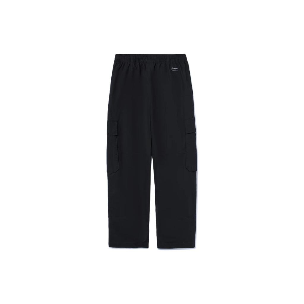 Li Ning Skateboard Series однотонные прямые повседневные длинные брюки мужские низы черного цвета AKXR445-2