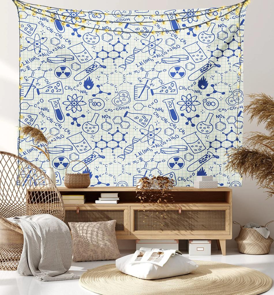 Научный гобелен Черный принт Биология Гобелены Тема Образование Настенный декор для дома Спальня Гостиная Общежитие Настенное одеяло