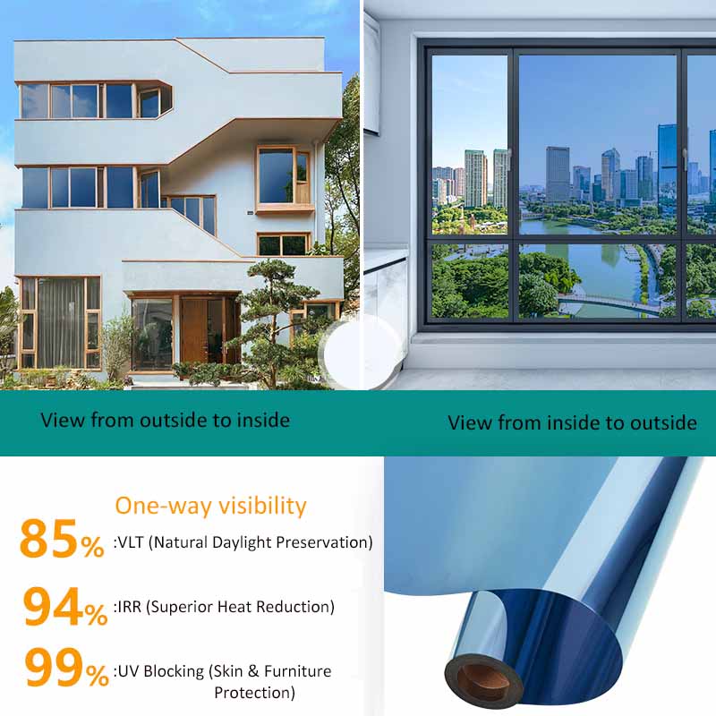Теплоизоляционная пленка для окон, антибликовая односторонняя зеркальная пленка, солнцезащитная пленка для окон магазинов, блокирующая ультрафиолетовое излучение