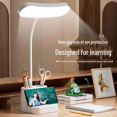 Умная светодиодная настольная лампа с защитой глаз, творческой атмосферой, энергосбережением и встроенным держателем для ручек для студентов