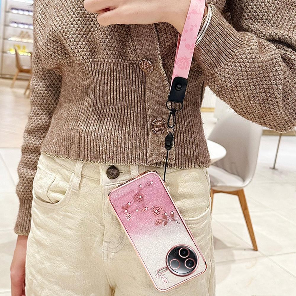 KADEM For Xiaomi Poco F7 Pro 5G/Redmi K80 5G Case Flower Pattern TPU Gradient Phone Cover with Lanyards