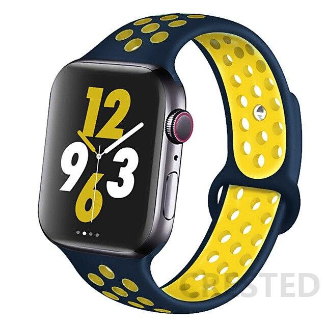 Спортивный силиконовый ремешок для Apple Watch Band 44 мм, 40 мм, 42 мм, 38 мм, 44 мм, дышащий браслет, ремешок для Apple Watch 6 iWatch 5 4 3 se