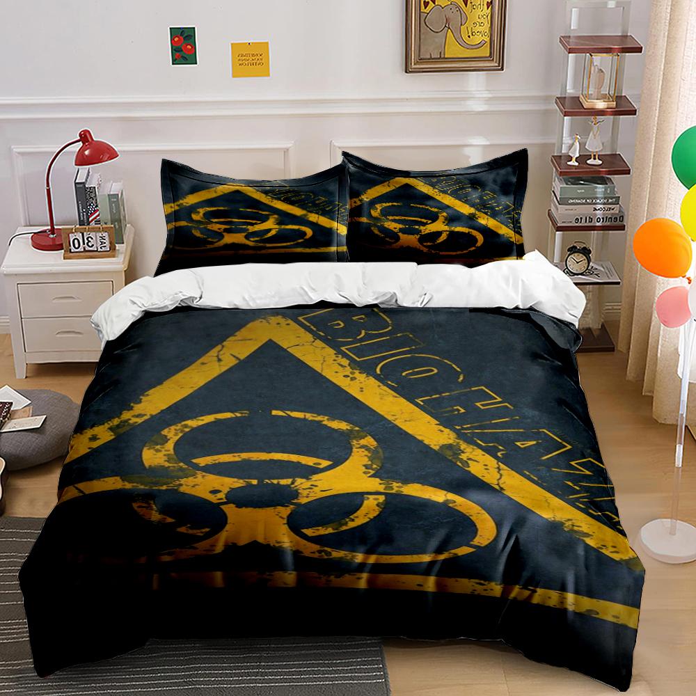 Biohazard Symbol Yellow Grunge Design Bedding Set (1 duvet cover, 2 pillowcases, duvet not included) sofas