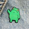 New Enamel Pin Frog Showing Middle Finger Funny Animal Metal Pin Gift Birthday 1pc