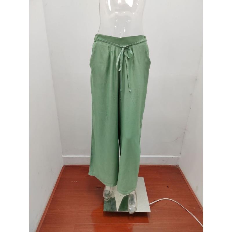 Summer Women's High Waist Casual Pants Solid Color Elastic Waist Strap Loose Wide Leg Pants for Women