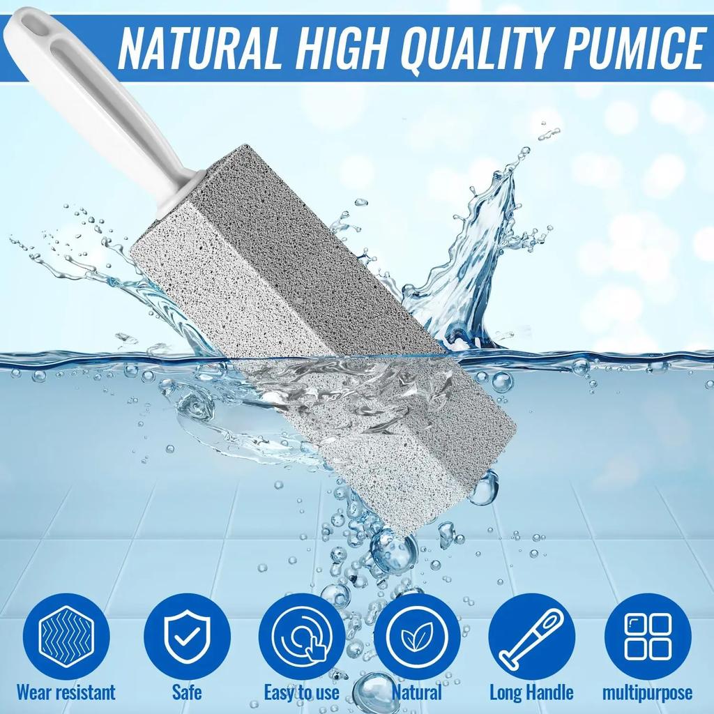 Toilet Cleaning Brush Pumice Stone with Handle Bathroom Seat Limescale Rust Stain Dirt Removal Wand Kichten Sink Tile Stick Tool