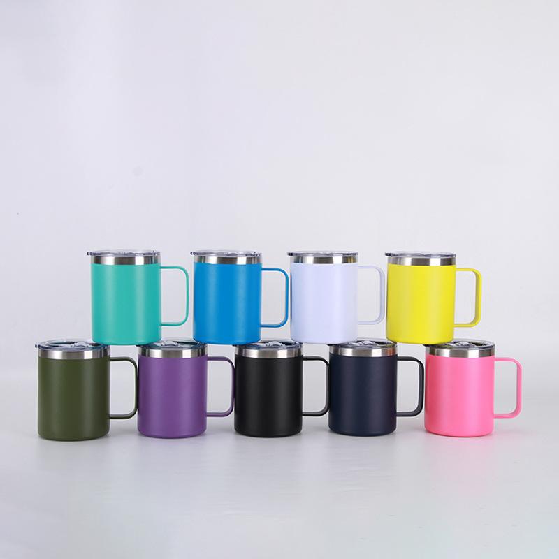 Новая 12-унциевая изолированная кружка-роллер из нержавеющей стали 304, переносная ручка, кофейная кружка, вакуумная изоляция, кружка для мороженого, предметы домашнего обихода