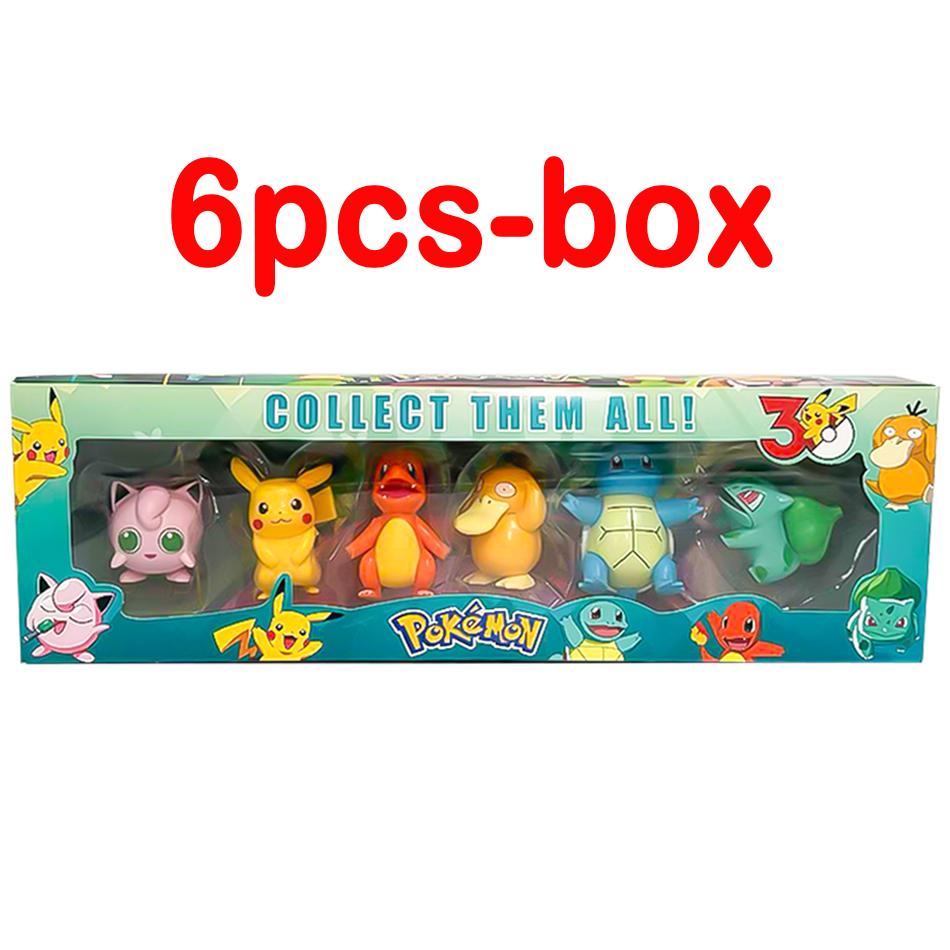 6pcs/set Pok mon Figures Pikachu Toys Model Charmander Psyduck Squirtle Jigglypuff Bulbasaur Kawaii Collect Dolls Kids Gift