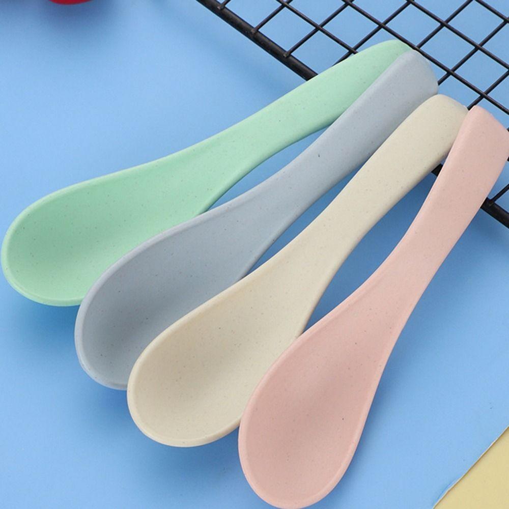 Eco Friendly Kitchen Kids Soup Spoon Wheat Straw Tableware Long Handle