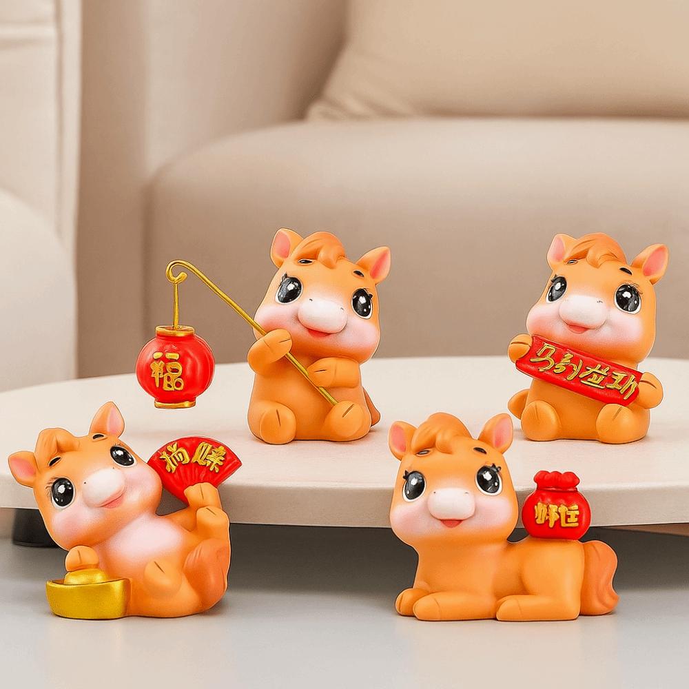 Resin Horse Figurines Chinese Style Horse Year Figurines Mascot Ornaments Horse Ornaments For Home