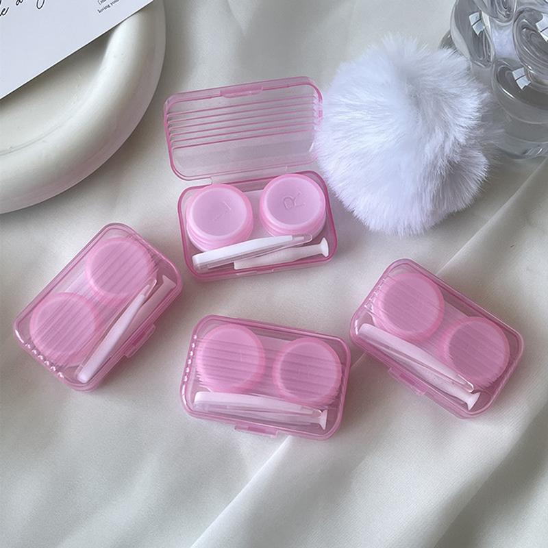Милый футляр для контактных линз конфетного цвета для девочек, милый портативный набор для контактных линз, контейнер для хранения косметических линз